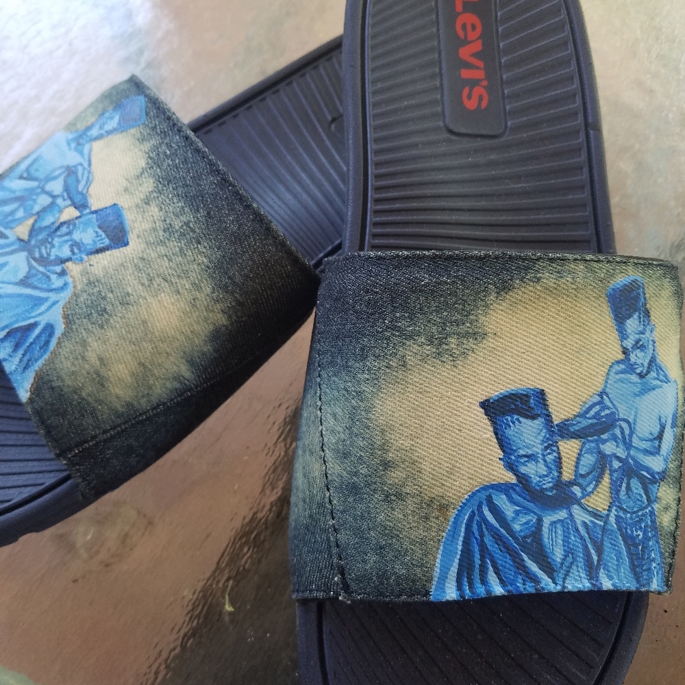 Original custom made denim slides